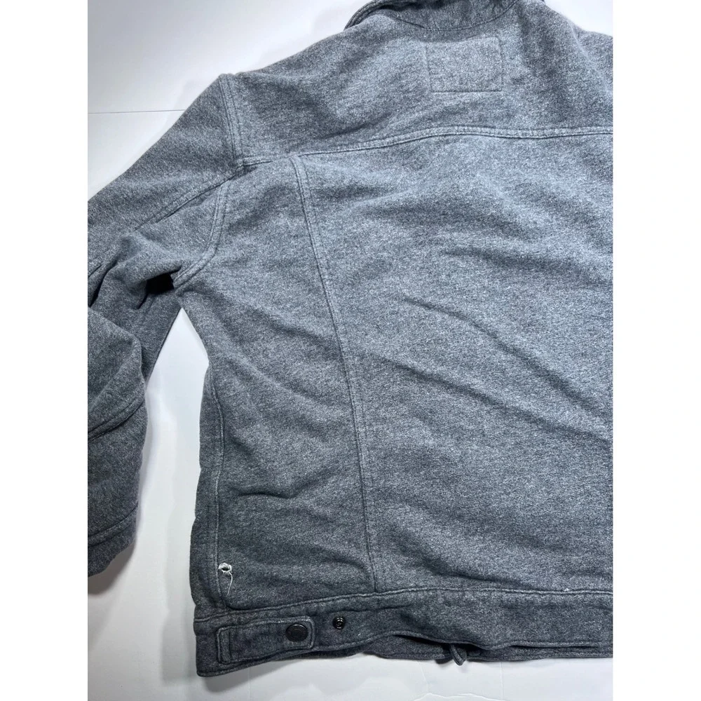 Levi's Trucker Jacket Mens L Gray Jersey Knit Sweatshirt Hybrid Button Up Coat